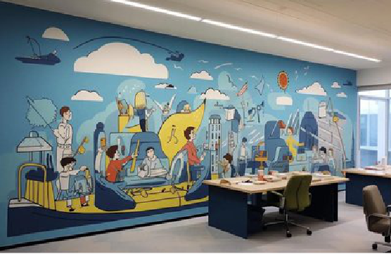 平湖办公室墙绘的特点。