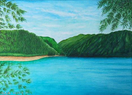 平湖在墙绘中，如何绘画绿水青山？